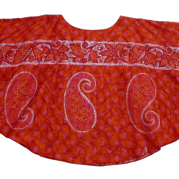 Alfred Shaheen - Margo's Honolulu, Vintage 1960s Hawaiian Paisley Poncho Blouse - Picture 4 of 5